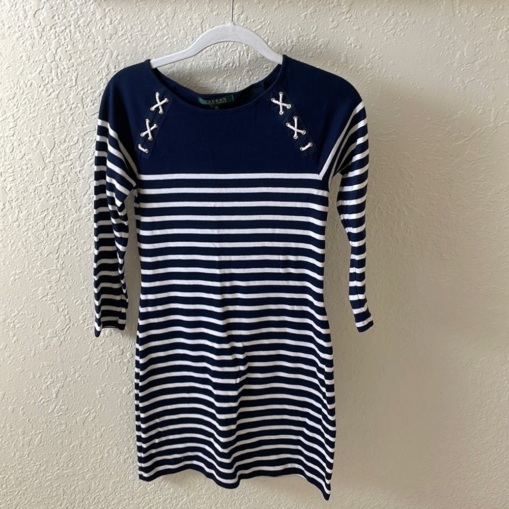 Lauren Ralph Lauren Blue & White Striped Dress